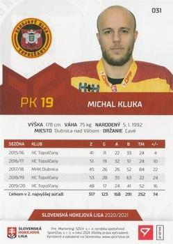 2020-21 SportZoo Slovenská Hokejová Liga #031 Michal Kluka Back