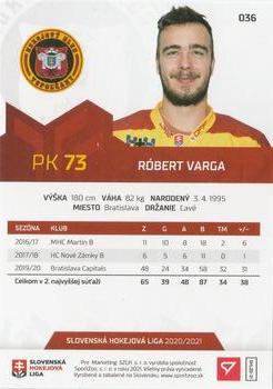 2020-21 SportZoo Slovenská Hokejová Liga #036 Robert Varga Back