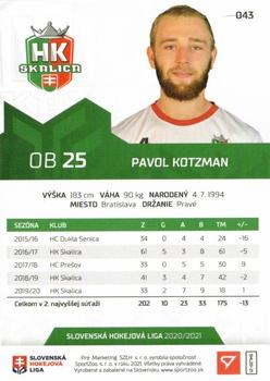 2020-21 SportZoo Slovenská Hokejová Liga #043 Pavol Kotzman Back