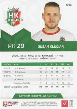 2020-21 SportZoo Slovenská Hokejová Liga #048 Dusan Kluciar Back