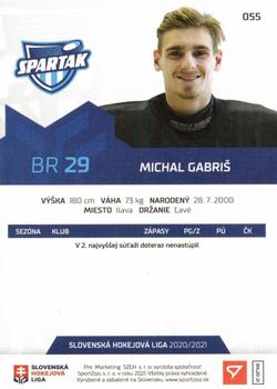 2020-21 SportZoo Slovenská Hokejová Liga #055 Michal Gabris Back