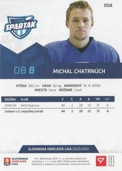 2020-21 SportZoo Slovenská Hokejová Liga #058 Michal Chatrnuch Back