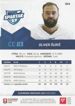 2020-21 SportZoo Slovenská Hokejová Liga #064 Oliver Duris Back