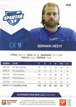 2020-21 SportZoo Slovenská Hokejová Liga #066 Dominik Hegyi Back