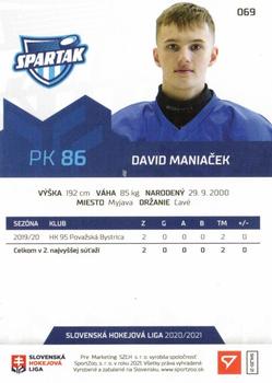 2020-21 SportZoo Slovenská Hokejová Liga #069 David Maniacek Back