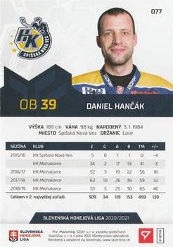 2020-21 SportZoo Slovenská Hokejová Liga #077 Daniel Hancak Back