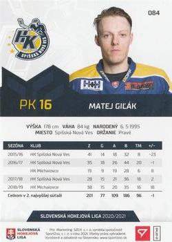 2020-21 SportZoo Slovenská Hokejová Liga #084 Matej Gilak Back