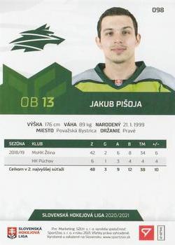 2020-21 SportZoo Slovenská Hokejová Liga #098 Jakub Pisoja Back