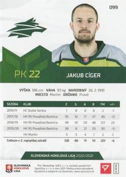 2020-21 SportZoo Slovenská Hokejová Liga #099 Jakub Ciger Back