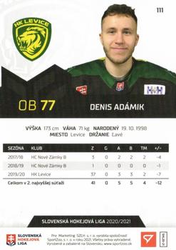 2020-21 SportZoo Slovenská Hokejová Liga #111 Denis Adamik Back