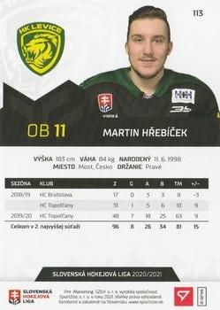 2020-21 SportZoo Slovenská Hokejová Liga #113 Martin Hrebicek Back