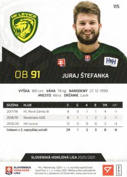 2020-21 SportZoo Slovenská Hokejová Liga #115 Juraj Stefanka Back