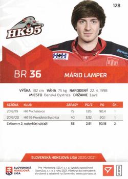 2020-21 SportZoo Slovenská Hokejová Liga #128 Mario Lamper Back