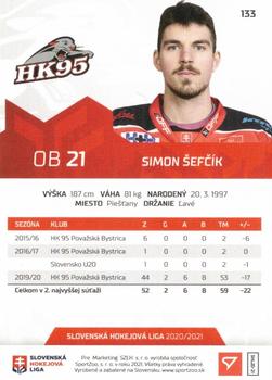 2020-21 SportZoo Slovenská Hokejová Liga #133 Simon Sefcik Back