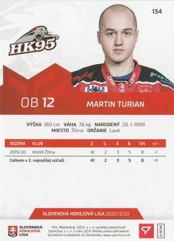 2020-21 SportZoo Slovenská Hokejová Liga #134 Martin Turian Back
