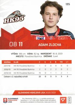 2020-21 SportZoo Slovenská Hokejová Liga #135 Adam Zlocha Back