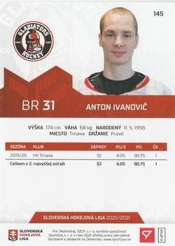 2020-21 SportZoo Slovenská Hokejová Liga #145 Anton Ivanovic Back
