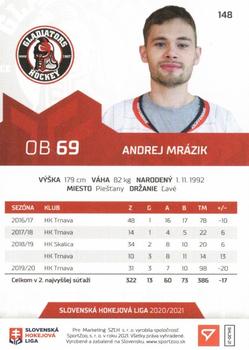 2020-21 SportZoo Slovenská Hokejová Liga #148 Andrej Mrazik Back