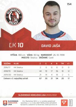 2020-21 SportZoo Slovenská Hokejová Liga #154 David Jasa Back