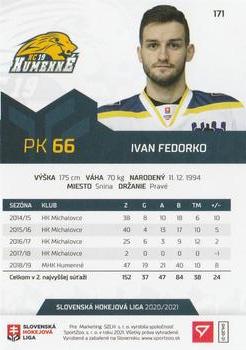 2020-21 SportZoo Slovenská Hokejová Liga #171 Ivan Fedorko Back