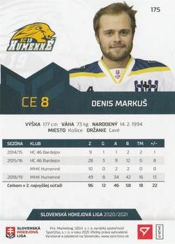 2020-21 SportZoo Slovenská Hokejová Liga #175 Denis Markus Back