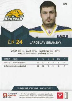 2020-21 SportZoo Slovenská Hokejová Liga #179 Jaroslav Sinansky Back