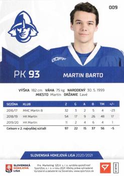 2020-21 SportZoo Slovenská Hokejová Liga - Limited Edition #009 Martin Barto Back