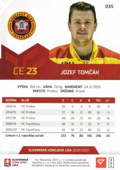 2020-21 SportZoo Slovenská Hokejová Liga - Limited Edition #035 Jozef Tomcak Back