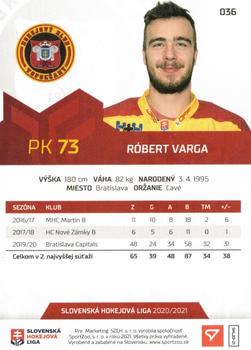 2020-21 SportZoo Slovenská Hokejová Liga - Limited Edition #036 Robert Varga Back