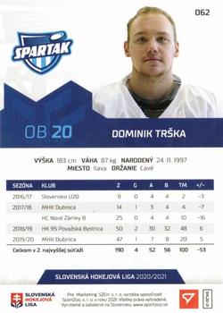 2020-21 SportZoo Slovenská Hokejová Liga - Limited Edition #062 Dominik Trska Back