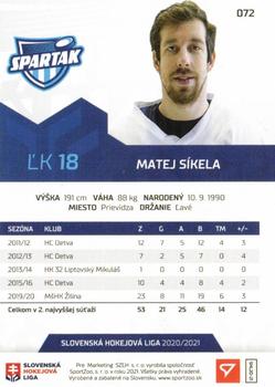 2020-21 SportZoo Slovenská Hokejová Liga - Limited Edition #072 Matej Sikela Back