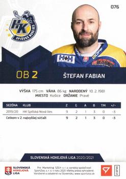 2020-21 SportZoo Slovenská Hokejová Liga - Limited Edition #076 Stefan Fabian Back