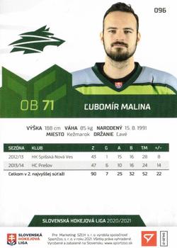 2020-21 SportZoo Slovenská Hokejová Liga - Limited Edition #096 Lubomir Malina Back