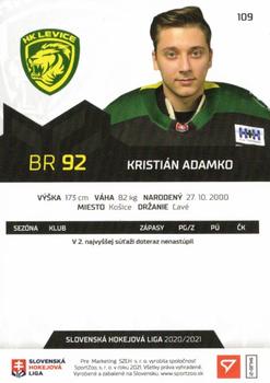 2020-21 SportZoo Slovenská Hokejová Liga - Limited Edition #109 Kristian Adamko Back