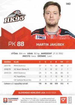 2020-21 SportZoo Slovenská Hokejová Liga - Limited Edition #140 Martin Jakubek Back