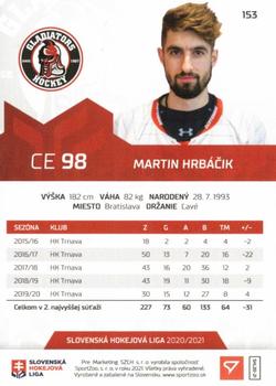 2020-21 SportZoo Slovenská Hokejová Liga - Limited Edition #153 Martin Hrbacik Back