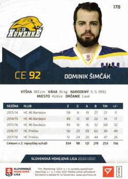 2020-21 SportZoo Slovenská Hokejová Liga - Limited Edition #178 Dominik Simcak Back