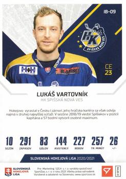 2020-21 SportZoo Slovenská Hokejová Liga - Ice Breakers #IB-09 Lukas Vartovnik Back
