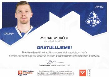 2020-21 SportZoo Slovenská Hokejová Liga - Autographed Playmakers #AP-02 Michal Murcek Back