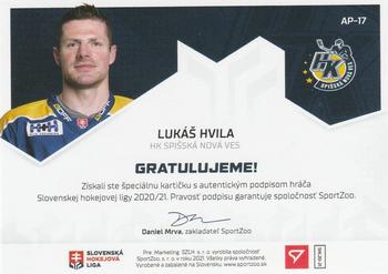 2020-21 SportZoo Slovenská Hokejová Liga - Autographed Playmakers #AP-17 Lukas Hvila Back