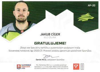 2020-21 SportZoo Slovenská Hokejová Liga - Autographed Playmakers #AP-20 Jakub Ciger Back