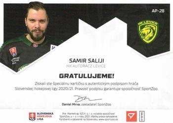 2020-21 SportZoo Slovenská Hokejová Liga - Autographed Playmakers #AP-28 Samir Saliji Back