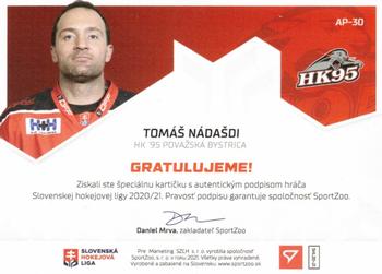 2020-21 SportZoo Slovenská Hokejová Liga - Autographed Playmakers #AP-30 Tomas Nadasdi Back
