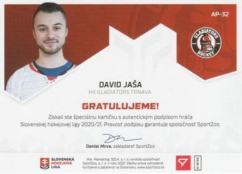 2020-21 SportZoo Slovenská Hokejová Liga - Autographed Playmakers #AP-32 David Jasa Back