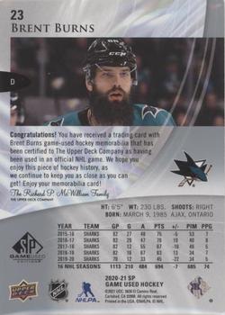 2020-21 SP Game Used - Silver Jersey #23 Brent Burns Back