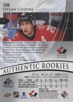 2020-21 SP Game Used - Silver Jersey #120 Dylan Cozens Back