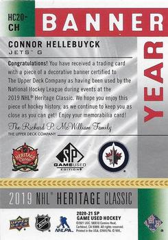 2020-21 SP Game Used - 2019 NHL Heritage Classic Banner Year Relics #HC20-CH Connor Hellebuyck Back
