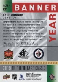 2020-21 SP Game Used - 2019 NHL Heritage Classic Banner Year Relics #HC20-KC Kyle Connor Back