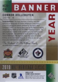 2020-21 SP Game Used - 2019 NHL Heritage Classic Banner Year Relics Autographs #HC20-CH Connor Hellebuyck Back