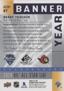 2020-21 SP Game Used - 2020 NHL All-Star Game Banner Year Relics #AS20-BT Brady Tkachuk Back